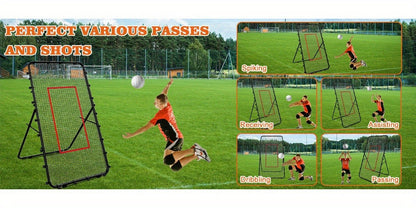 Volleyball Rebounder Net 7x4ft Adjustable Angle – Portable Steel Frame Training Rebounder with High-Tension PE Netting & 24 Elastic Cords for Volleying Bumping Spiking Practice – Solo & Team Drills