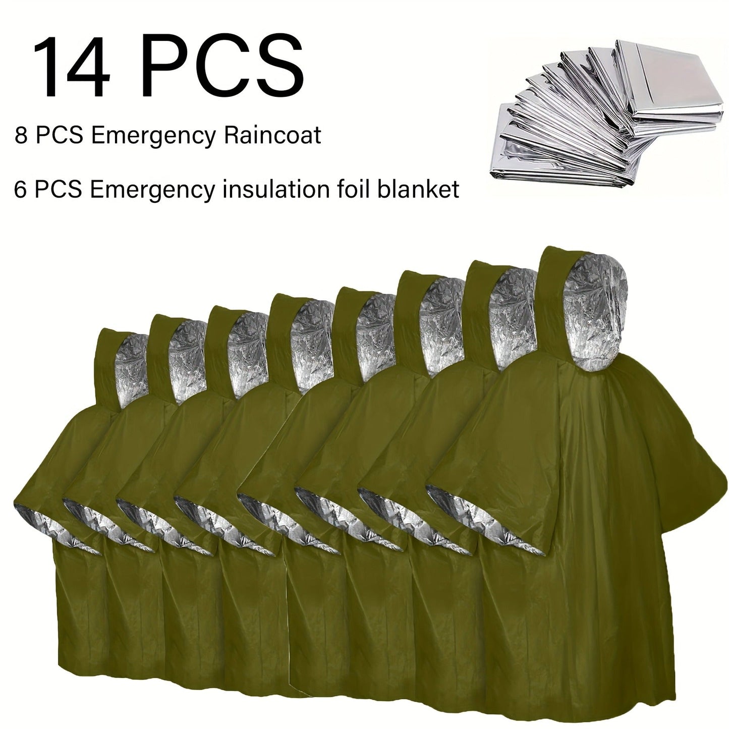 Emergency Rain Poncho 4 Pack & 14 Pack – Retains 90% Body Heat, Reusable Waterproof Raincoat for Men Women Adults, Camping Hiking Survival Kit Gear