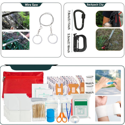272-Piece Survival Gear Kit with Tactical Bag – Emergency Survival Equipment with Fire Starter, First Aid & Outdoor Tools for Camping, Hiking, Hunting – Crossbody & Molle Bag Options