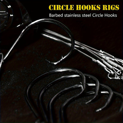 Circle Hooks 50pcs – Octopus Offset Steel Fishing Hooks for Catfish, Bass, Saltwater & Freshwater, Size 1/0 to 7/0