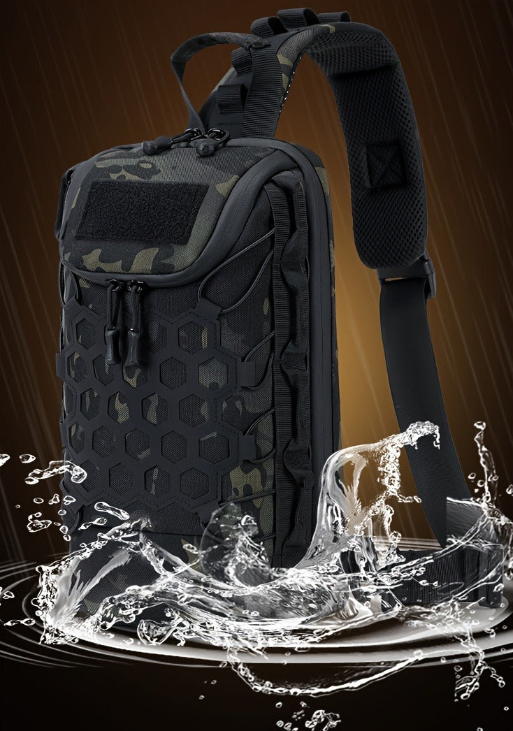 MOLLE Shoulder Bag – Large Capacity Tactical Chest Pack, Waterproof Nylon EDC Crossbody Bag for Hiking, Cycling, Fishing & Camping, Multi-Compartment, Adjustable Strap