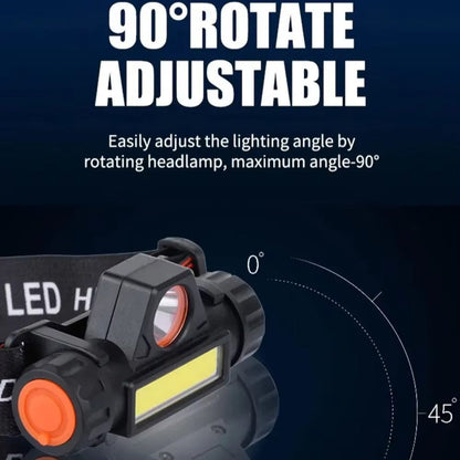 Rechargeable Headlamp 4 Pack, COB LED Head Lamp with Magnetic Base, USB Rechargeable Super Bright Headlight, Hands-Free Work Light for Camping Hiking Fishing Running Cycling, Hard Hat Clip Included