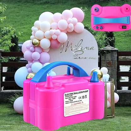 Electric Balloon Pump Double Nozzle 600W – Portable Fast Balloon Blower Inflator for Party Decoration, Birthday, Wedding & Events, 110V-120V, Multiple Colors with Optional Balloon Kit (Green, Rose Red, Pink, Blue, Orange)