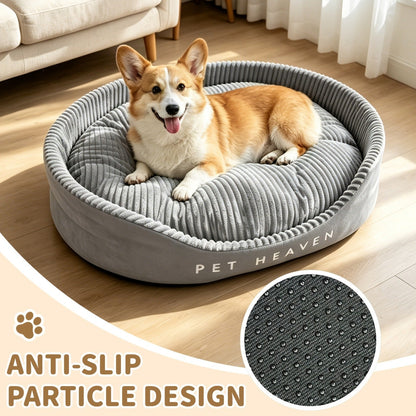 Furry Round Pet Bed for Dogs & Cats - Soft Warm Washable Dog Bed with Anti-Slip Base, Foldable Breathable Plush Cat Bed Mattress for Small Medium Large Pets, Indoor Dog Cage Pad, Sizes M-XXL