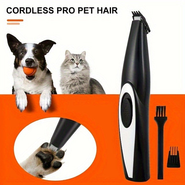 Pet Detail Trimmer Cordless USB Rechargeable - Ceramic Blade Precision Clipper for Dogs Cats Face Paws Ears Eyes Tail, Quiet Low Noise Mini Grooming Tool for Small Areas, Includes Brush & Lubricant