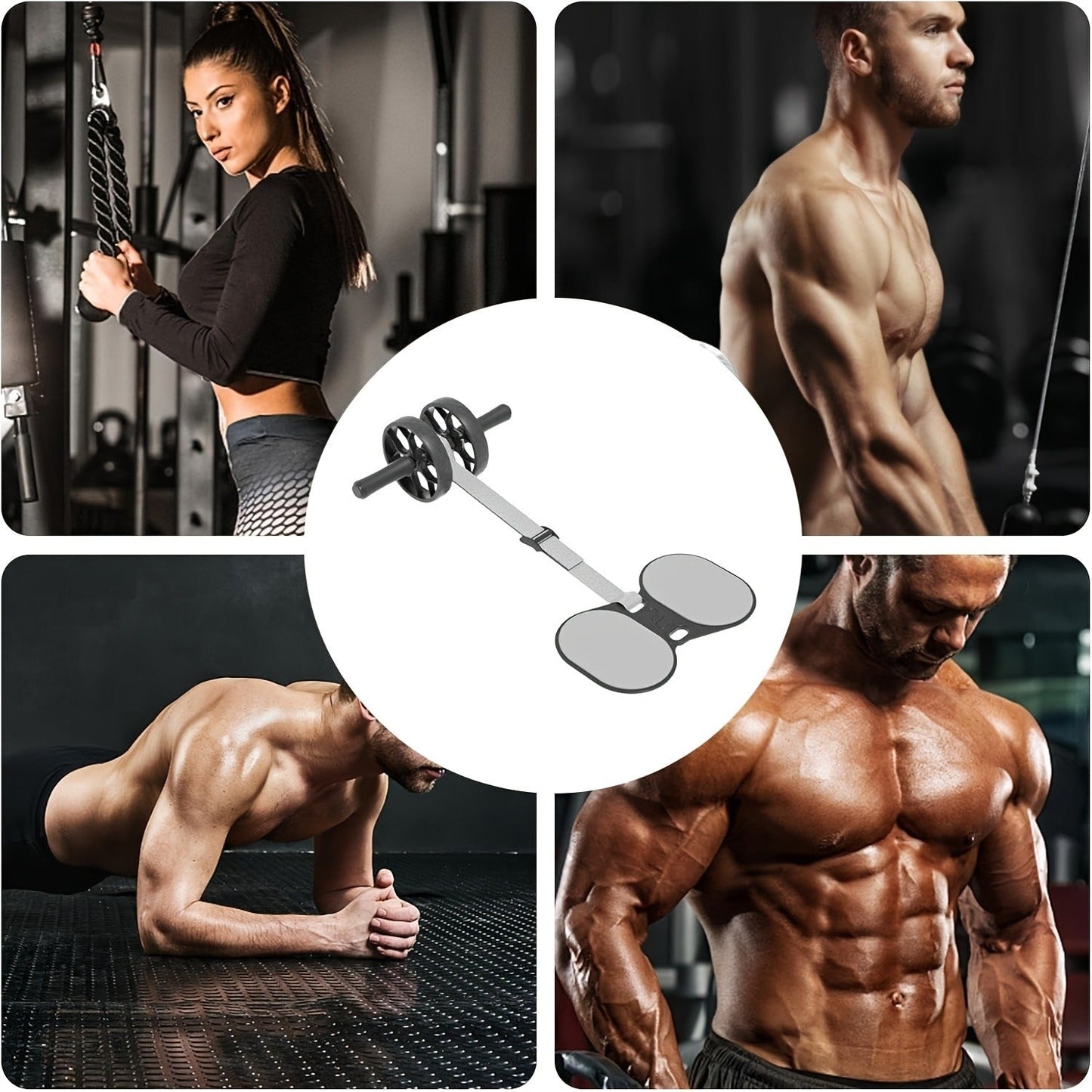 Ab Roller Wheel with Knee Pads & Adjustable Resistance - Automatic Rebound Core Workout Equipment for Home Gym, Strength Training for Beginners & All Levels, Portable Abdominal Exercise Roller for Men & Women