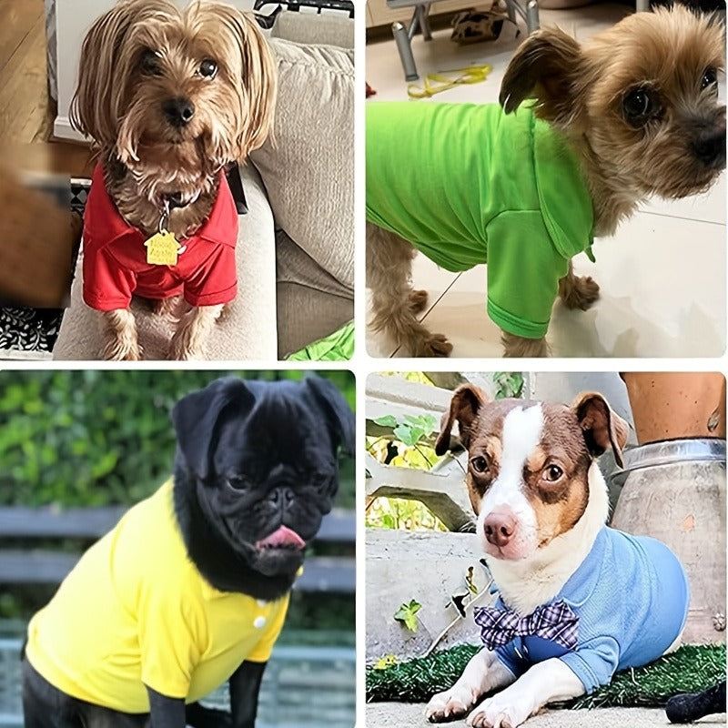 Dog Polo Shirt 6-Pack Collared T-Shirt Breathable Pullover – 100% Polyester All-Season Pet Outfit for Small Medium Dogs & Cats, Boy & Girl Puppy Kitten Apparel, Sizes XS to XL