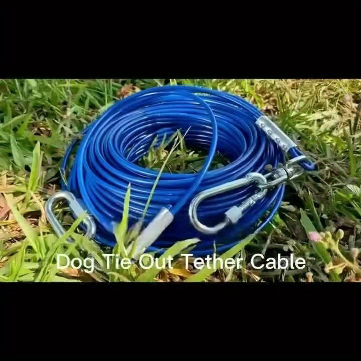 Dog Tie Out Cable for Yard Heavy Duty - Steel Wire Runner Leash with Swivel Hooks, Holds Up to 300 lbs, Anti-Tangle Dog Run Cable for Large Dogs Outdoor - S/M/L Sizes, 3 Colors