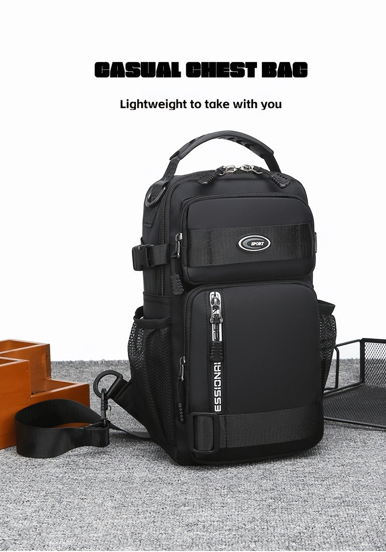 Crossbody Chest Bag Unisex Multipurpose Shoulder Sling Bag with Adjustable Strap Zipper Closure Versatile Carry Styles for Daily Use Travel Outdoor Black Grey