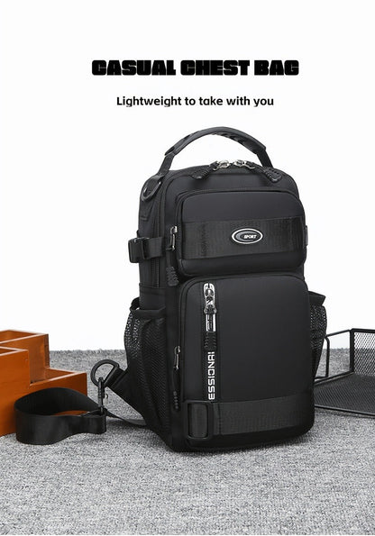Crossbody Chest Bag Unisex Multipurpose Shoulder Sling Bag with Adjustable Strap Zipper Closure Versatile Carry Styles for Daily Use Travel Outdoor Black Grey