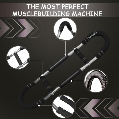 Arm Strength Trainer U-Shaped Spring Resistance Bar – Portable Home Gym Chest Expander & Forearm Strengthener with 2-Level Adjustable Resistance Bands, Detachable Design & Comfortable Grip | 3 Colors