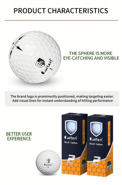 Golf Balls 6pcs Long Distance High Speed with 360-Degree Aiming Line Add 40+ Yards Distance Durable Performance Golf Ball Set for Men Women Beginners Advanced Players Practice Training