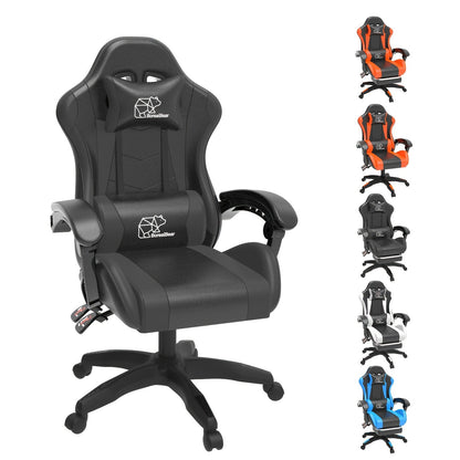 Gaming Chair with Footrest & Lumbar Support – Ergonomic Reclining Computer Chair 360° Swivel Adjustable Height