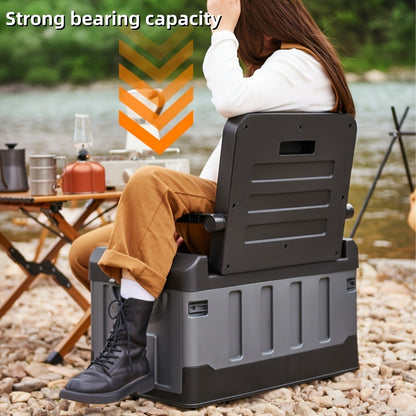Portable Camping Stool with Backrest & Storage Compartments – Foldable Outdoor Fishing Seat, Lightweight Ergonomic Design for Hiking, Travel, Car Trips & Outdoor Adventures, Optional Waterproof Bag Included