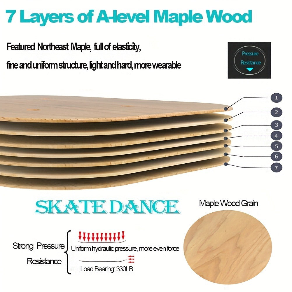 Split Drift Skateboard with PU Wheels & High-End Bearings | 7-Layer Maple Deck Anti-Slip Portable Roller Road Drift Skates Plate – Flexible Lightweight Design for Tricks & Street Skating (2 Styles)
