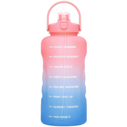 128oz 1 Gallon Water Bottle with Straw 2-in-1 Lid Tritan BPA-Free Motivational Time Marker Large Capacity Gym Sports Fitness Camping Outdoor Water Jug