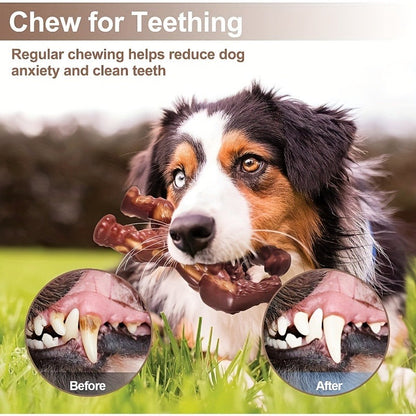 Dog Chew Toy Durable Rubber Beef Flavor Chew Stick for Medium & Large Dogs – Indestructible Teething Toy with Unbreakable Joints, Safe for Aggressive Chewers, Promotes Healthy Gums & Dental Hygiene