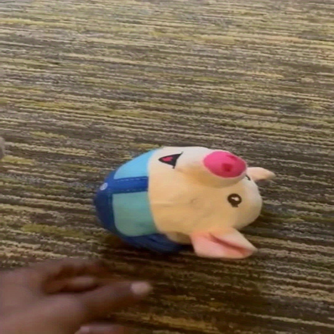 Electronic Rolling Dog Toy Ball - USB Rechargeable Cartoon Pig Plush Toy with Jumping Vibration & Sound, Automatic Self-Moving Washable Interactive Toy for Active Dogs & Puppies