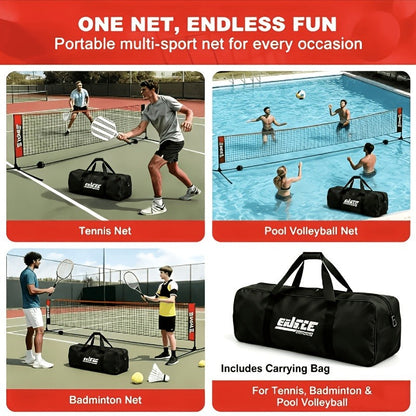 Badminton Volleyball Net Portable Adjustable Height 10ft 14ft 17ft Weather-Resistant Outdoor Indoor Backyard Pool Court Net with Carry Bag for Backyard Lawn Beach Park Play