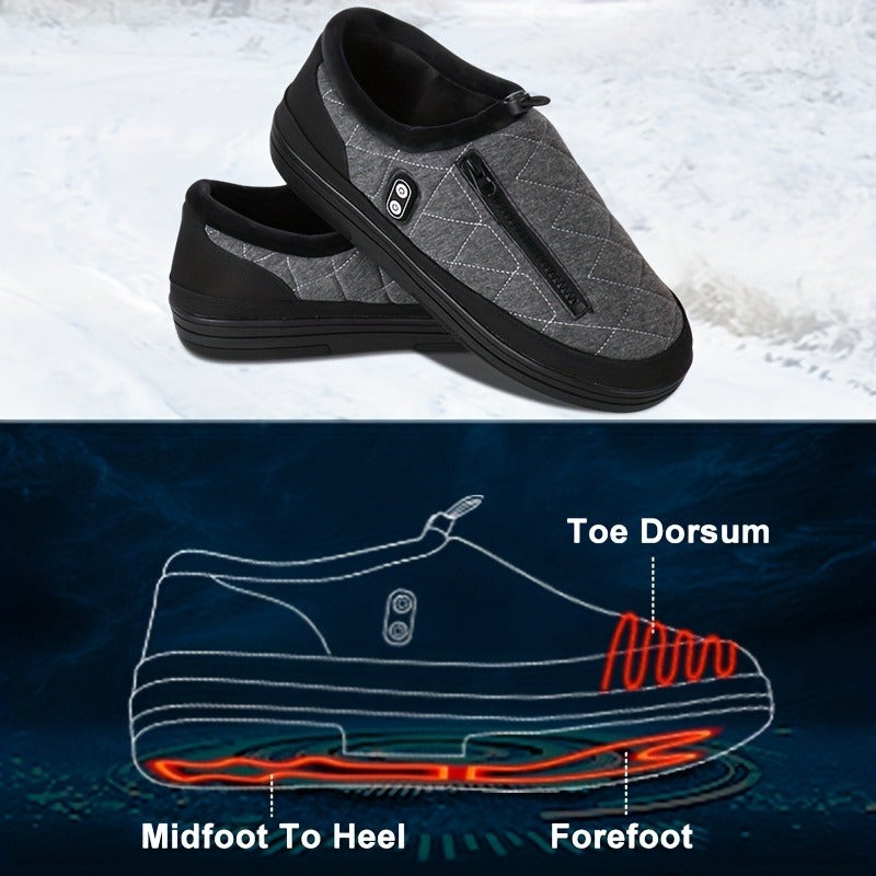 Heated Slippers for Men & Women with 5000mAh Battery - Electric Foot Warmer Shoes, Carbon Fiber Heating, 3 Heat Settings, 6-8 Hour Battery Life, Indoor Outdoor Plush House Slippers, M & L