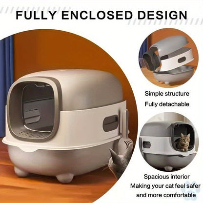 Enclosed Cat Litter Box with Odor Control - Foldable Top Entry Design, Splash-Proof Walls, Compact Size for Small Spaces, Suitable for Kittens and Adult Cats