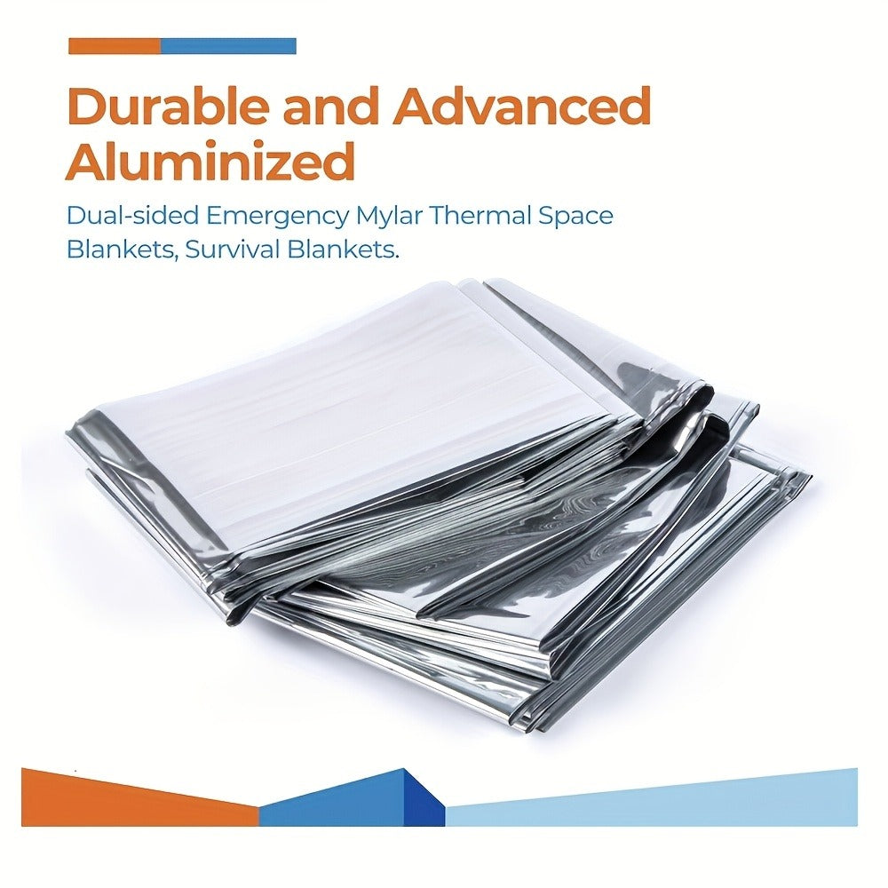 Emergency Mylar Thermal Blanket 52"x82" Reflective Foil Survival Blanket for Camping Hiking Outdoor First Aid Kit Weather Protection Ground Cover
