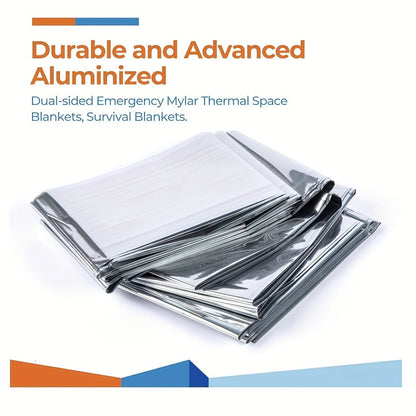 Emergency Mylar Thermal Blanket 52"x82" Reflective Foil Survival Blanket for Camping Hiking Outdoor First Aid Kit Weather Protection Ground Cover
