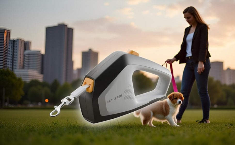 Retractable Dog Leash for Large Dogs – 16ft Heavy Duty Nylon, 110 lbs Capacity, One-Hand Brake & Pause Lock for Walking & Training