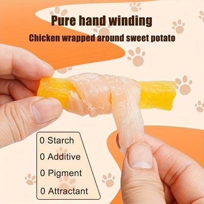 Sweet Potato Dog Treats – Chicken & Duck Wrapped Dried Sweet Potato, Natural High Protein Easy to Digest, Training Reward Snacks for Small Medium Large Dogs, 150g & 200g