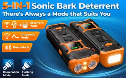 Ultrasonic Dog Repeller & Anti-Barking Device - Portable Handheld Bark Deterrent with LED Light, Soundwave Technology, Safe for Dogs & Humans, One Size Fits All Breeds
