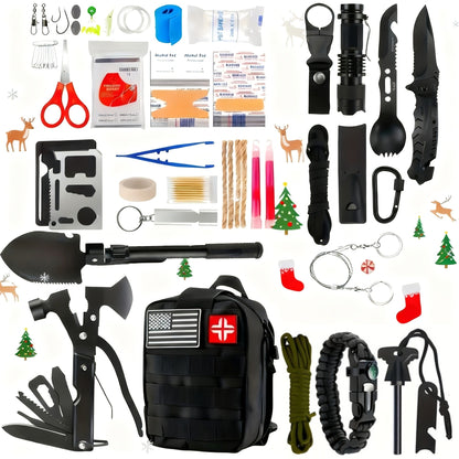 Outdoor Multifunctional Tool Kit 212 260 Piece Professional Camping Gear Bag for Men Women Hiking Hunting Adventure Gift Black Green Khaki