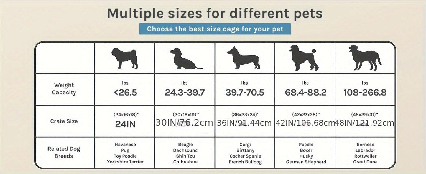 Dog Crate with Divider Panel & Double Door - Folding Metal Wire Dog Cage with Leak-Proof Tray, Indoor Outdoor Travel Pet Kennel for Small Medium Large Dogs, 5 Sizes