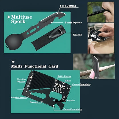 28-in-1 Survival Kit Compact Emergency Gear Set for Men Camping Hiking Outdoor Preparedness Birthday Gift Tactical Survival Tools Black