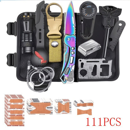 Outdoor Survival Gear Set 11/13/258-Piece – Professional Emergency Kit with Fire Starter & Compass | Multi-Tool Outdoor Equipment for Camping, Hiking & Adventure