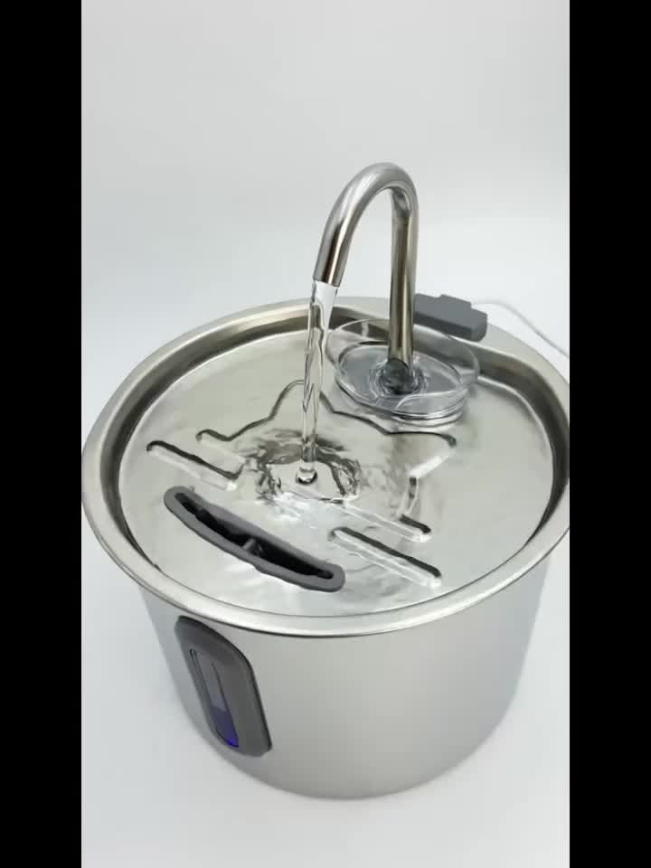 Stainless Steel Cat Water Fountain 74oz - 304 Food-Grade Steel, Ultra-Quiet USB Pump, 3-Stage Filtration, Visible Water Level Window, Auto Circulation for Cats & Small Dogs