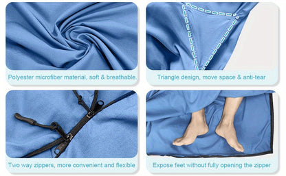 Sleeping Bag Liner for Adults – Two-Way Zipper Sleep Sack with Foot Exposure, Lightweight Portable Travel Sheet for Camping, Hiking, Hotel & Hostel Use, Single Size, Machine Washable