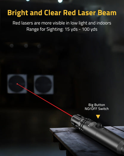 Red Laser Bore Sight Kit with 64 Adapters | Professional Multi-Caliber Boresighter for .17 to 12GA Rifles, Pistols & Handguns – Color-Coded Adapters, 40-Hour Battery & Portable Case Included