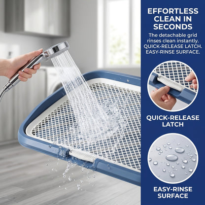 Indoor Dog Potty Tray with Removable Grating - Leak-Proof Puppy Training Toilet, Washable Pee Pad Holder for Apartments, Easy Clean Dog Bathroom, 7 Colors, Small & Large Sizes