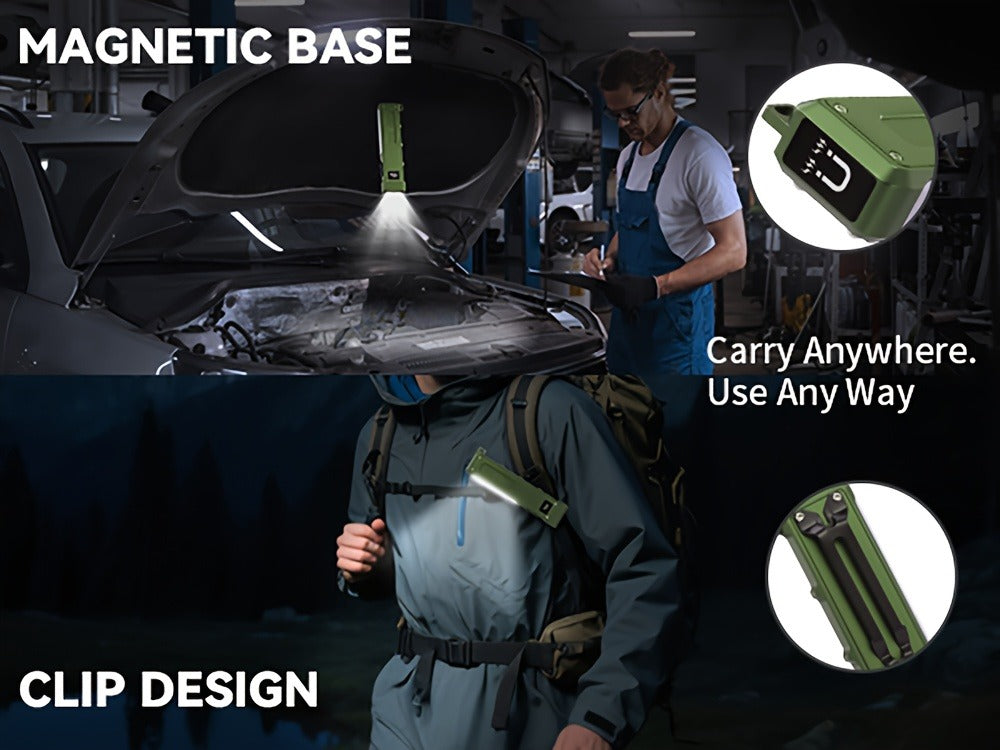 Magnetic LED Flashlight 9 Modes UV Side Light Digital Display 1500mAh Rechargeable Aluminum Torch for Home Emergency Camping