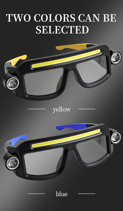 LED Headlamp Glasses 2-Pack, Head-Worn Flashlight with Flashing Mode for Night Running, Cycling, Fishing, Camping, Hiking, Crafts & Work Lighting – Hands-Free Wearable Light