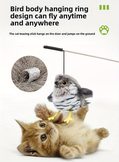 Flapping Bird Cat Toy with Realistic Chirping Sound - USB Rechargeable Interactive Plush Toy for Indoor Cats & Kittens, Smart Teaser for Exercise Enrichment & Boredom Relief