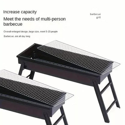 Portable Charcoal BBQ Grill Foldable - Lightweight Compact Outdoor Smoker Grill for Camping, Picnics, Hiking & Backyard Barbecue - Easy Setup Tabletop Charcoal Grill