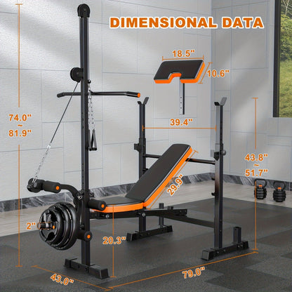 14-in-1 Adjustable Weight Bench Foldable – 770lb Capacity, Multi-Function Full Body Strength Training, Space-Saving Design – Home Gym Workout Bench