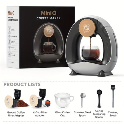 Espresso Coffee Maker 2-in-1 Single Serve Compatible with K-Cup and Ground Coffee Americano Mini Coffee Machine Tea Maker with Filter K-Cup Adapter 4-8oz Pink Champagne Gray Black