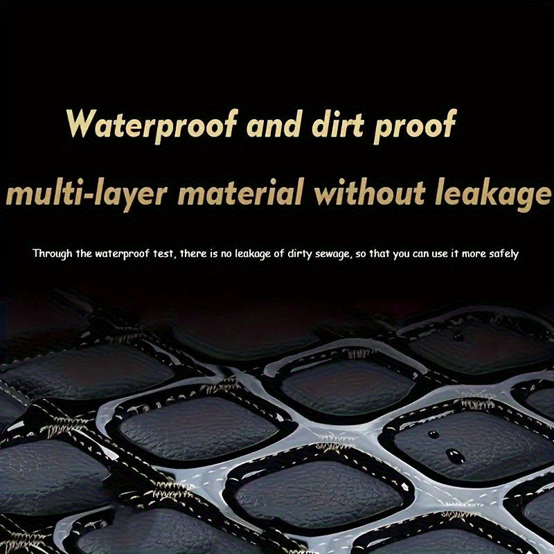 Universal PU Leather Car Floor Mats 4Pcs Set, Non-Slip Backing Waterproof Auto Floor Liners For Cars, SUV, Sedan, Truck, Van, Black