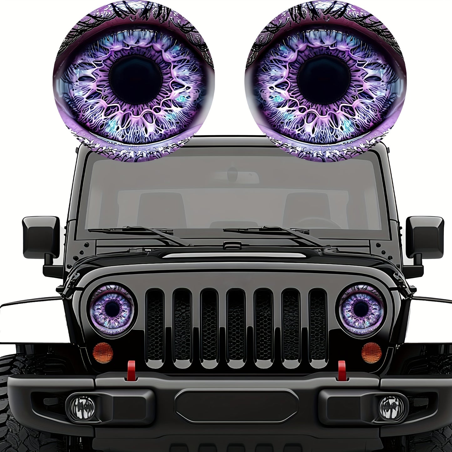 3D Beast Eye Headlight Stickers, Dreamy Lampshade, Suitable For Jeep Round Headlight Eye Stickers, Funny Truck Body, Window, And Bumper Decorative Stickers (1 Pair)