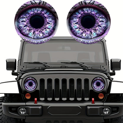 3D Beast Eye Headlight Stickers, Dreamy Lampshade, Suitable For Jeep Round Headlight Eye Stickers, Funny Truck Body, Window, And Bumper Decorative Stickers (1 Pair)