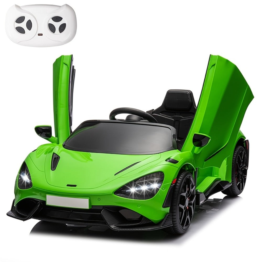12V Kids Ride On Car Electric Vehicle with Hydraulic Doors Remote Control LED Lights MP3 Player 3 Speeds Smooth Start Birthday Christmas Gift Boys Girls