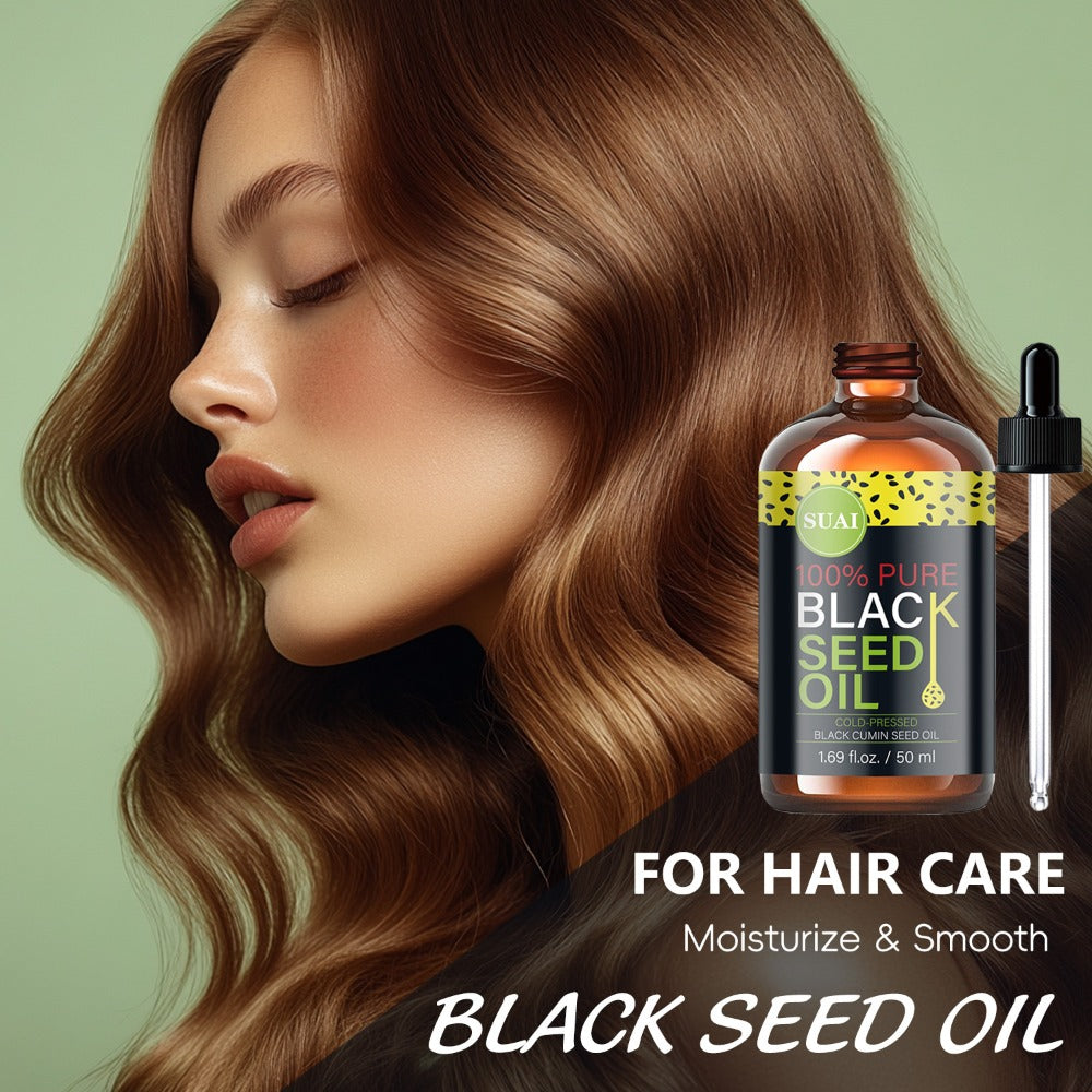Black Seed Oil 100% Pure Cold Pressed Multi-Use Moisturizing Firming Skincare Oil for Face Body Hair Nails Eyelashes Natural Plant Extract All Skin Types Daily Skincare Routine