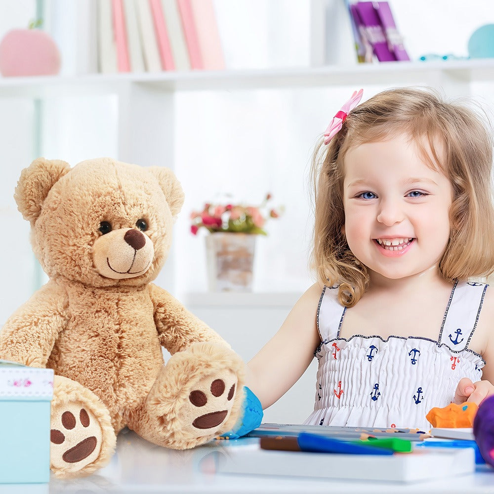 Teddy Bear Stuffed Animal 15 Inch Classic Brown Soft Plush Bear with Safe Lock-Washer Eyes Huggable Cuddly Toy Gift for Kids Baby Girls Boys Christmas Valentine Birthday Easter